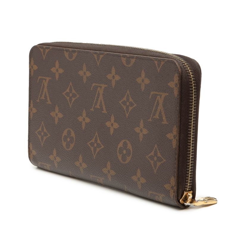 Louis Vuitton Monogram Zippy Organizer Zip Around Wallet Brown Leather — view 2