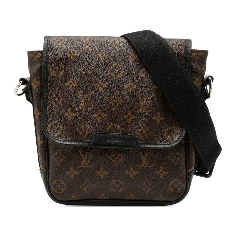 Louis Vuitton Monogram Macassar Bus PM Crossbody Shoulder Bag Brown Black