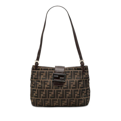Fendi Zucca Shoulder Bag Brown Canvas Leather