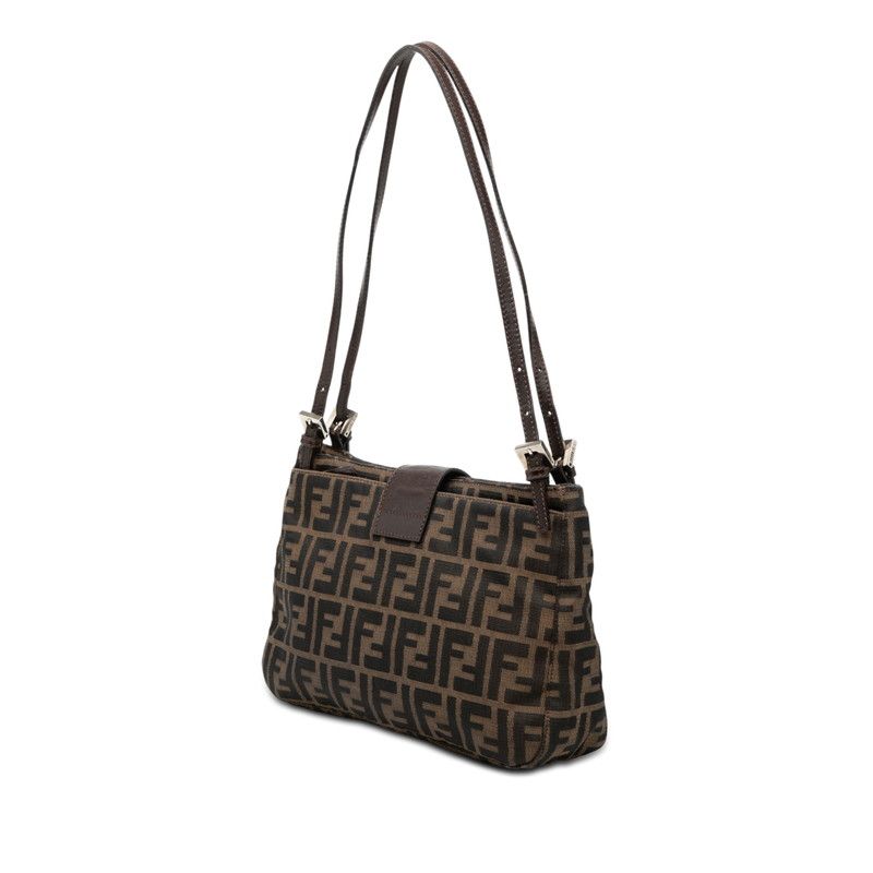 Fendi Zucca Shoulder Bag Brown Canvas Leather — view 2