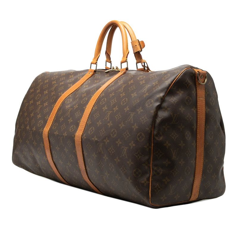 Louis Vuitton Monogram Keepall Bandouliere 60 Boston Bag 2-Way Brown Leather — view 2