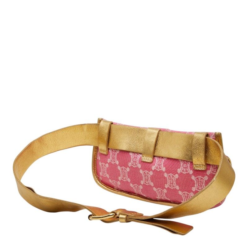 Celine Triomphe Belt Bag Waist Pouch 34 Pink Gold Denim Leather — view 2