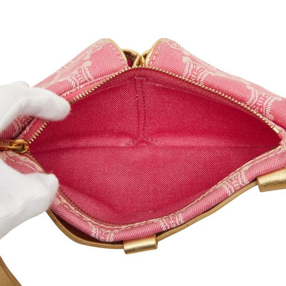 Celine Triomphe Belt Bag Waist Pouch 34 Pink Gold Denim Leather — view 8