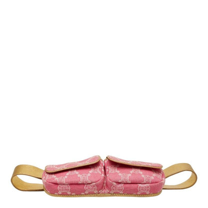 Celine Triomphe Belt Bag Waist Pouch 34 Pink Gold Denim Leather — view 4