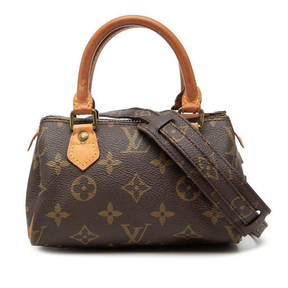 Louis Vuitton Monogram Mini Speedy 2-Way Shoulder Bag Brown Leather
