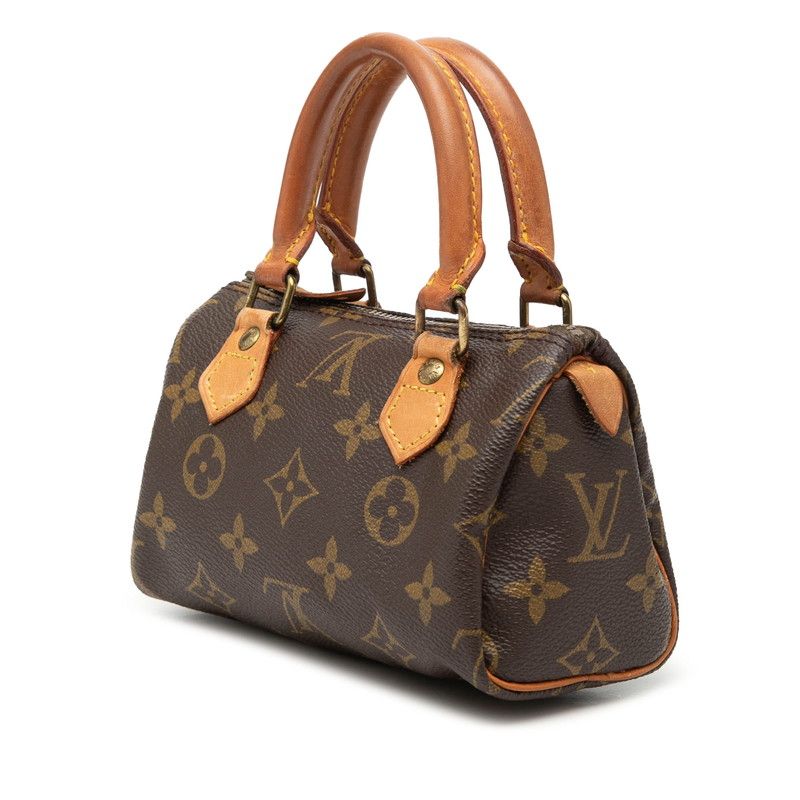 Louis Vuitton Monogram Mini Speedy 2-Way Shoulder Bag Brown Leather — view 2