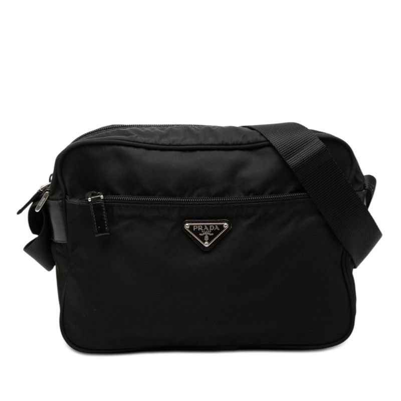 Prada Crossbody Shoulder Bag Black Nylon Leather