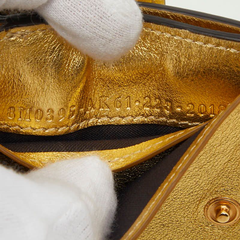Fendi Trifold Wallet Compact Gold Leather — view 8
