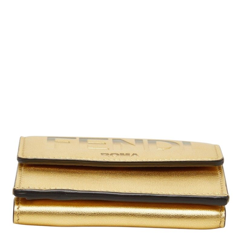 Fendi Trifold Wallet Compact Gold Leather — view 3