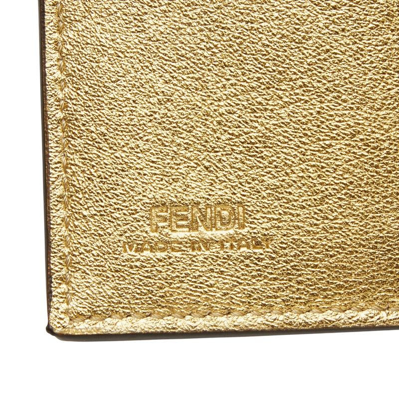Fendi Trifold Wallet Compact Gold Leather — view 9