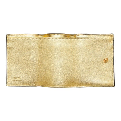 Fendi Trifold Wallet Compact Gold Leather — view 6