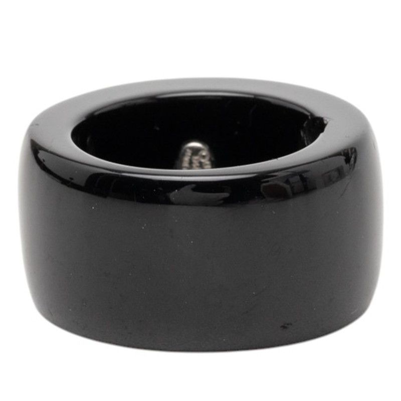 Chanel CC Logo Heart Ring Black Multicolor Plastic Line Stone — view 3