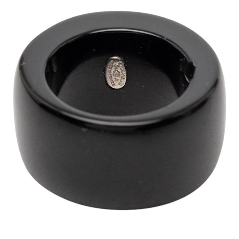 Chanel CC Logo Heart Ring Black Multicolor Plastic Line Stone — view 4