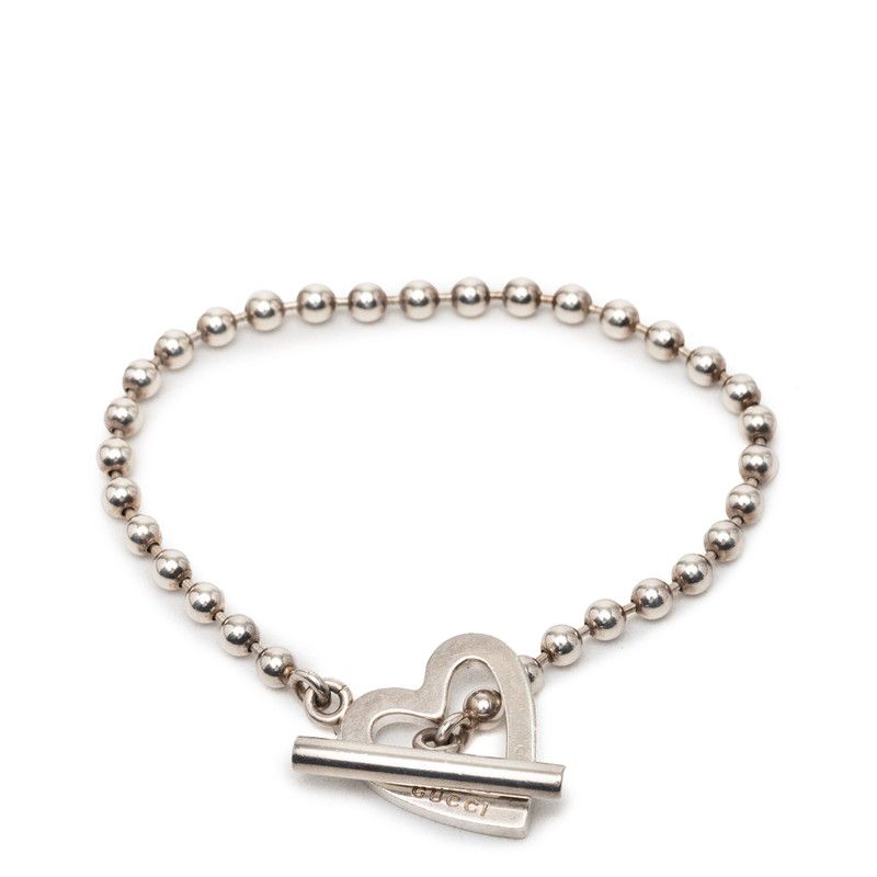 Gucci Heart Ball Chain Bracelet 18 Silver — view 2