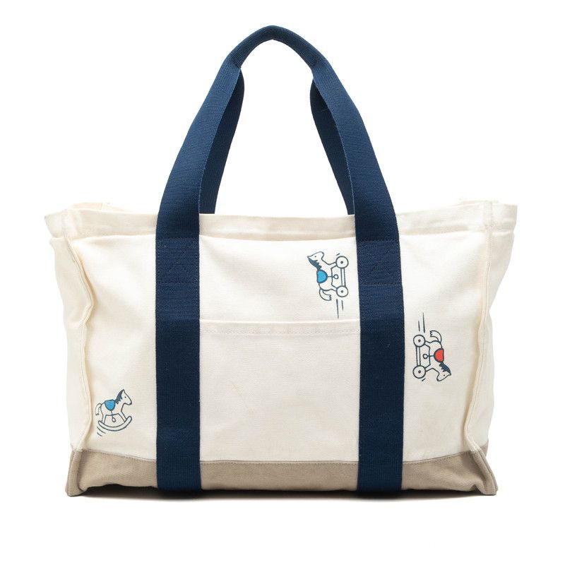 Hermes Adada Tote Mother's White Multicolor Canvas