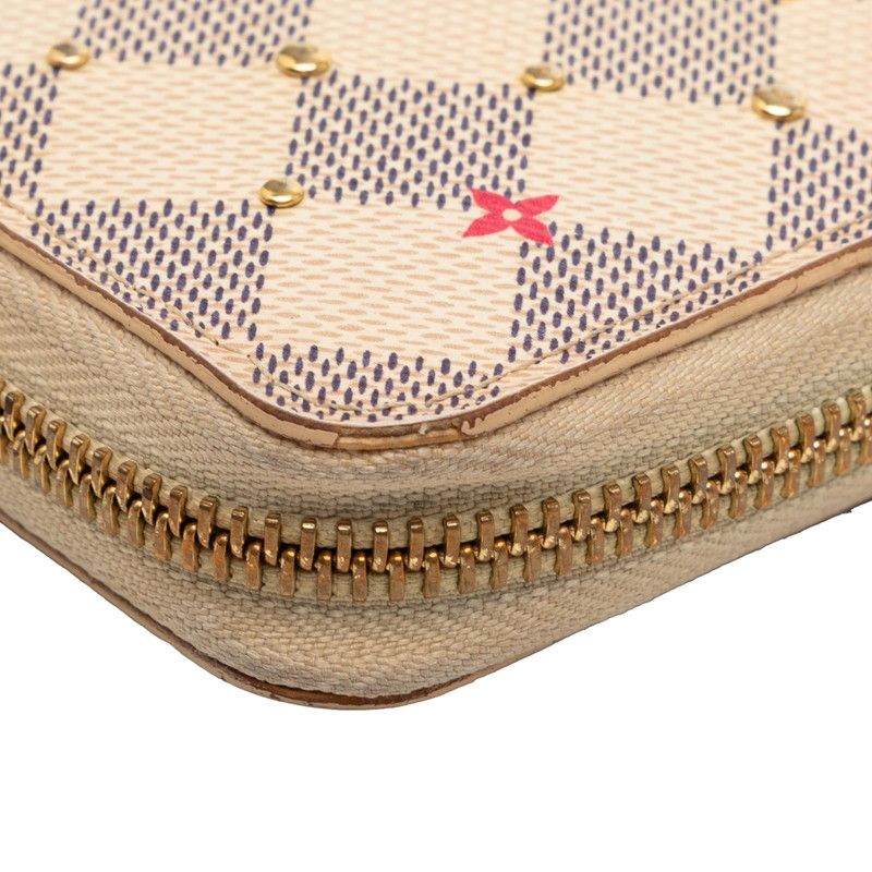 Louis Vuitton Damier Azur Zippy Wallet Studs Zip Around White Pink — view 4