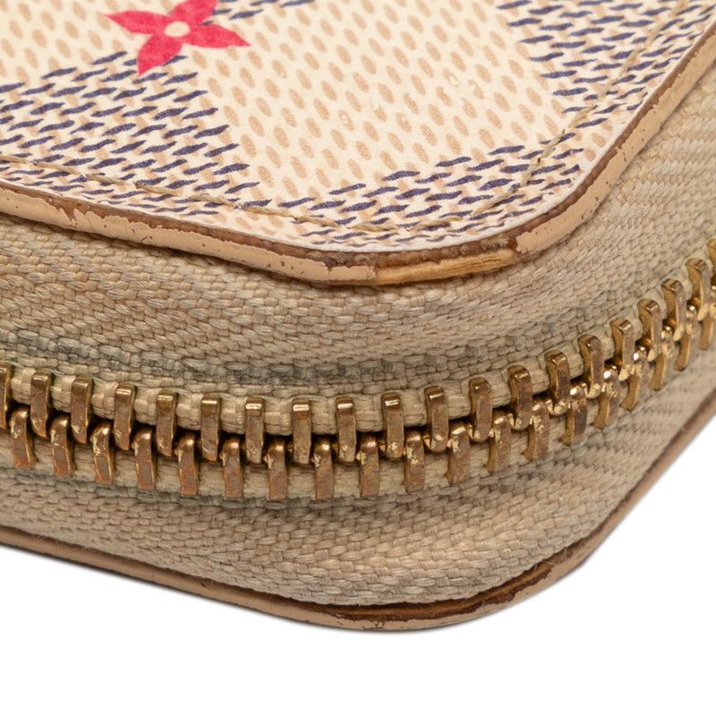 Louis Vuitton Damier Azur Zippy Wallet Studs Zip Around White Pink — view 5