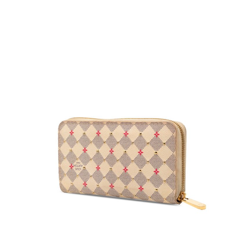 Louis Vuitton Damier Azur Zippy Wallet Studs Zip Around White Pink — view 2