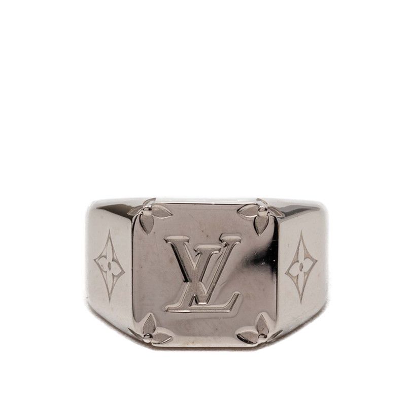 Louis Vuitton Monogram Signet Ring M Silver Metal
