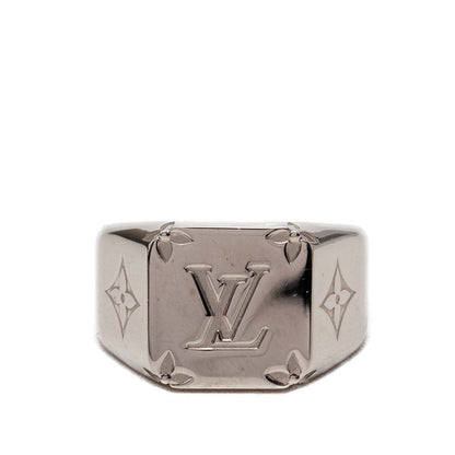 Louis Vuitton Monogram Signet Ring M Silver Metal