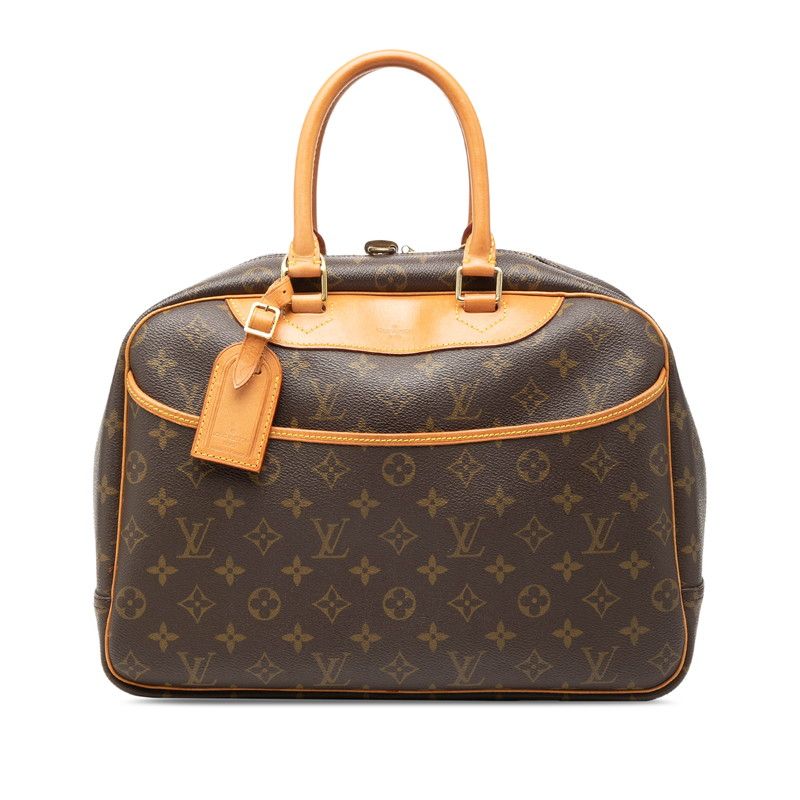 Louis Vuitton Monogram Deauville Handbag Brown Leather