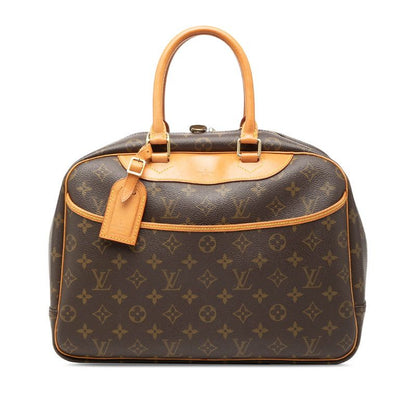 Louis Vuitton Monogram Deauville Handbag Brown Leather