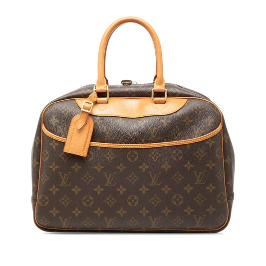 Louis Vuitton Monogram Deauville Handbag Brown Leather