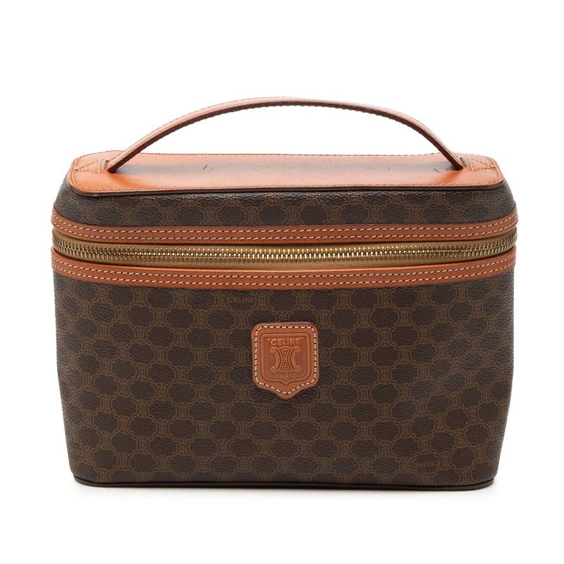 Celine Macadam Handbag Vanity Bag Brown Leather