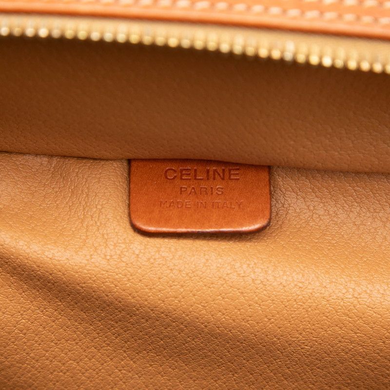 Celine Macadam Handbag Vanity Bag Brown Leather — view 5