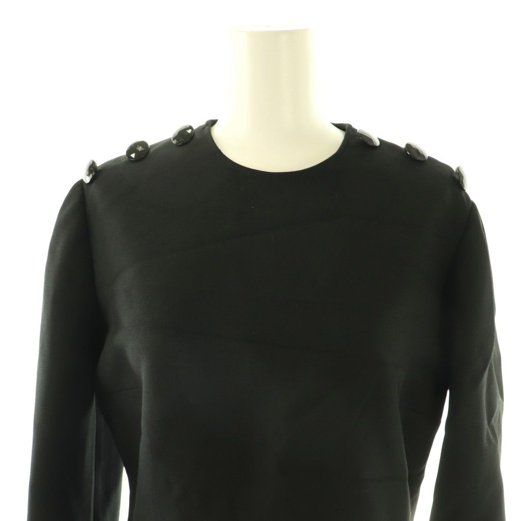 Gucci Long Sleeve Logo Print Dress Silk Blend 38 Black White ES — view 4