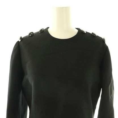 Gucci Long Sleeve Logo Print Dress Silk Blend 38 Black White ES — view 4
