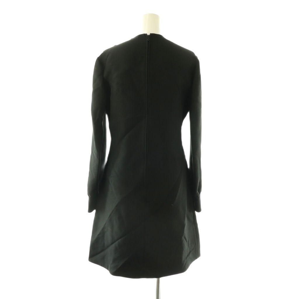 Gucci Long Sleeve Logo Print Dress Silk Blend 38 Black White ES — view 2
