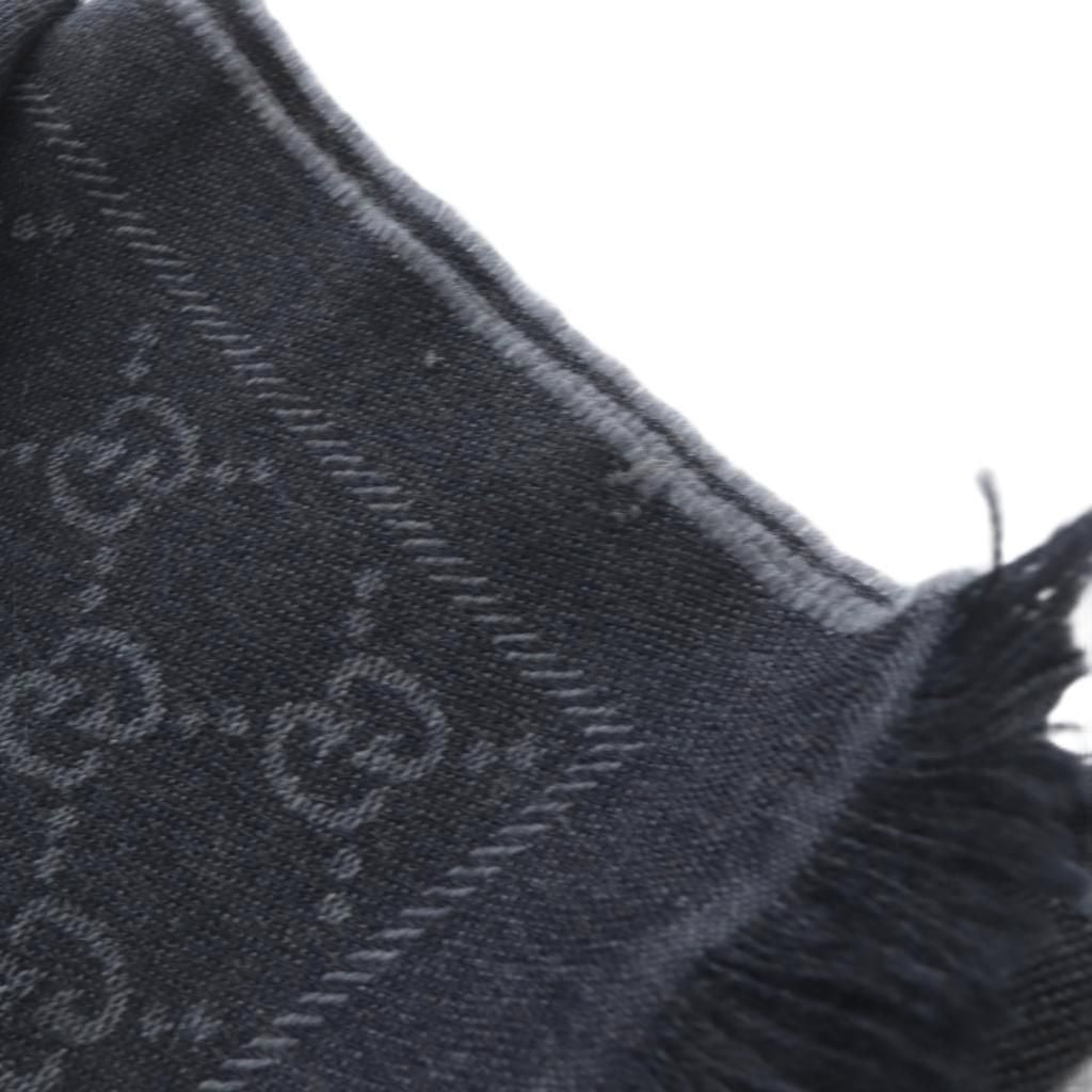 Gucci GG Wool Scarf Shawl Fringe Gray — view 6