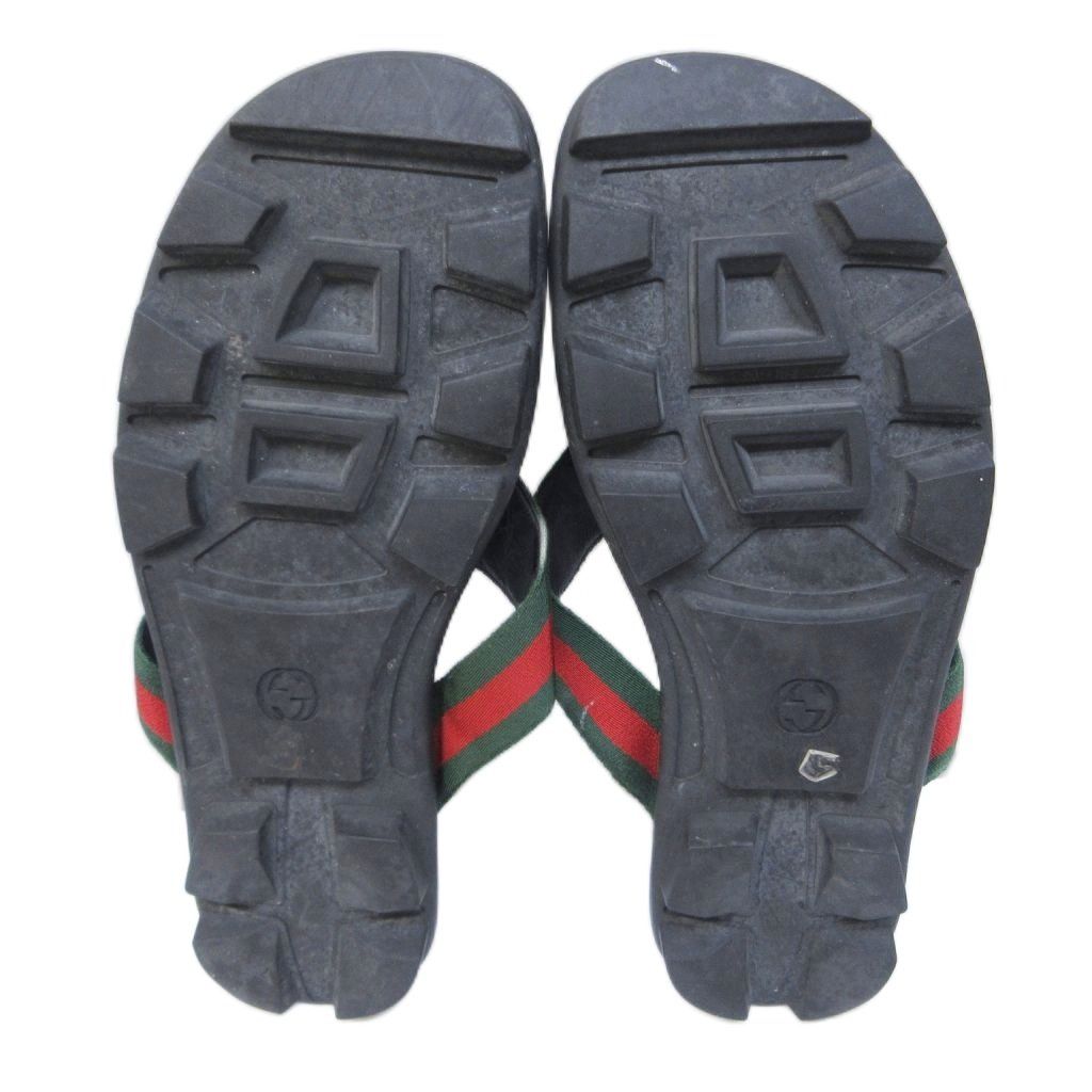 Gucci Sherry Line Thong Sandals Beach GG Logo Leather Switch 8 Black — view 5