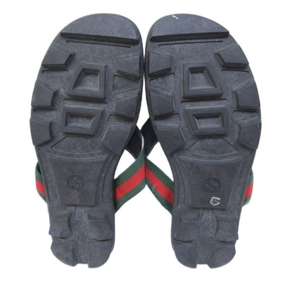 Gucci Sherry Line Thong Sandals Beach GG Logo Leather Switch 8 Black — view 5