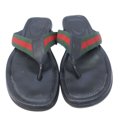 Gucci Sherry Line Thong Sandals Beach GG Logo Leather Switch 8 Black — view 4