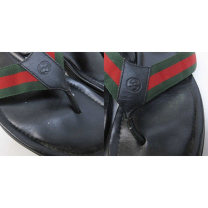 Gucci Sherry Line Thong Sandals Beach GG Logo Leather Switch 8 Black — view 7