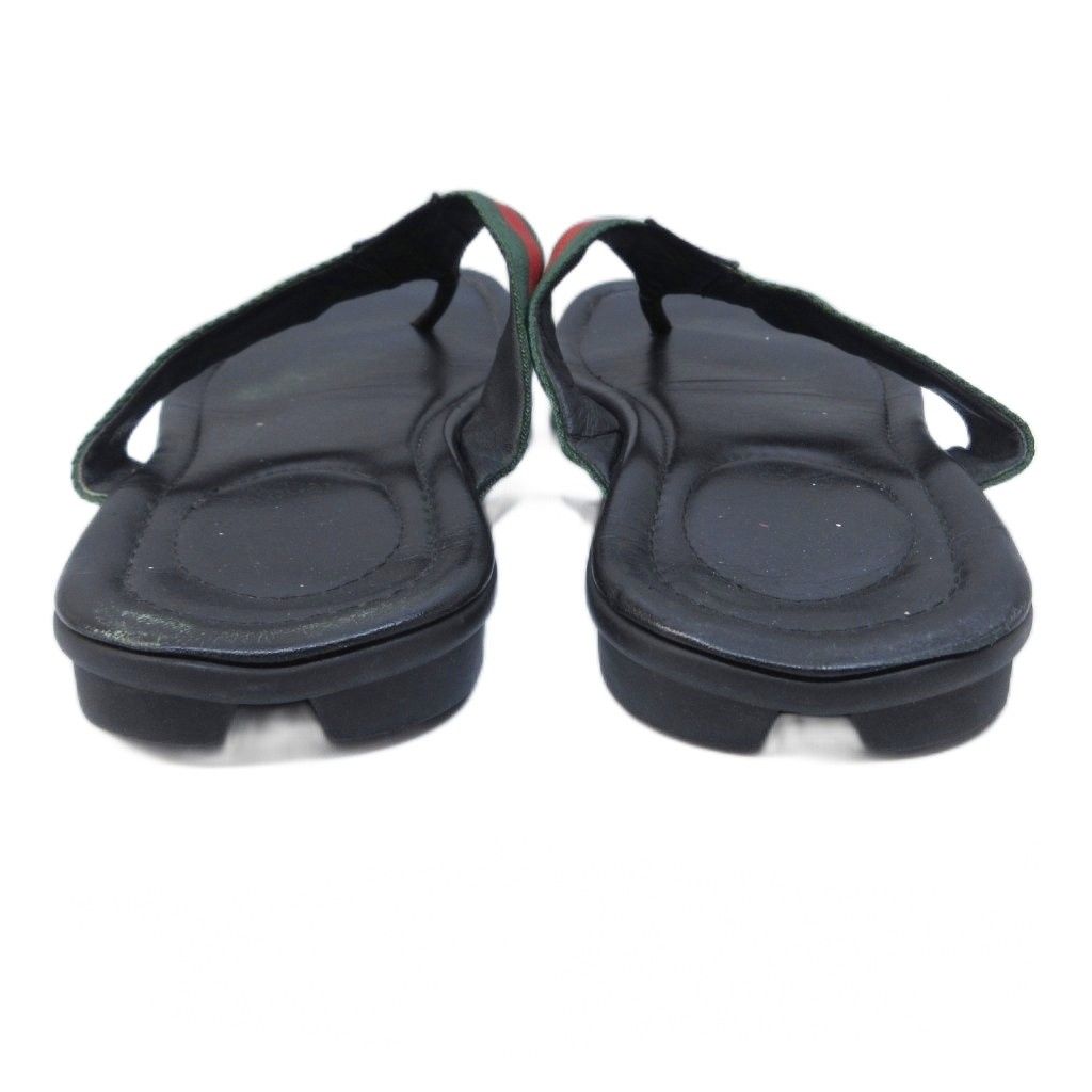 Gucci Sherry Line Thong Sandals Beach GG Logo Leather Switch 8 Black — view 3