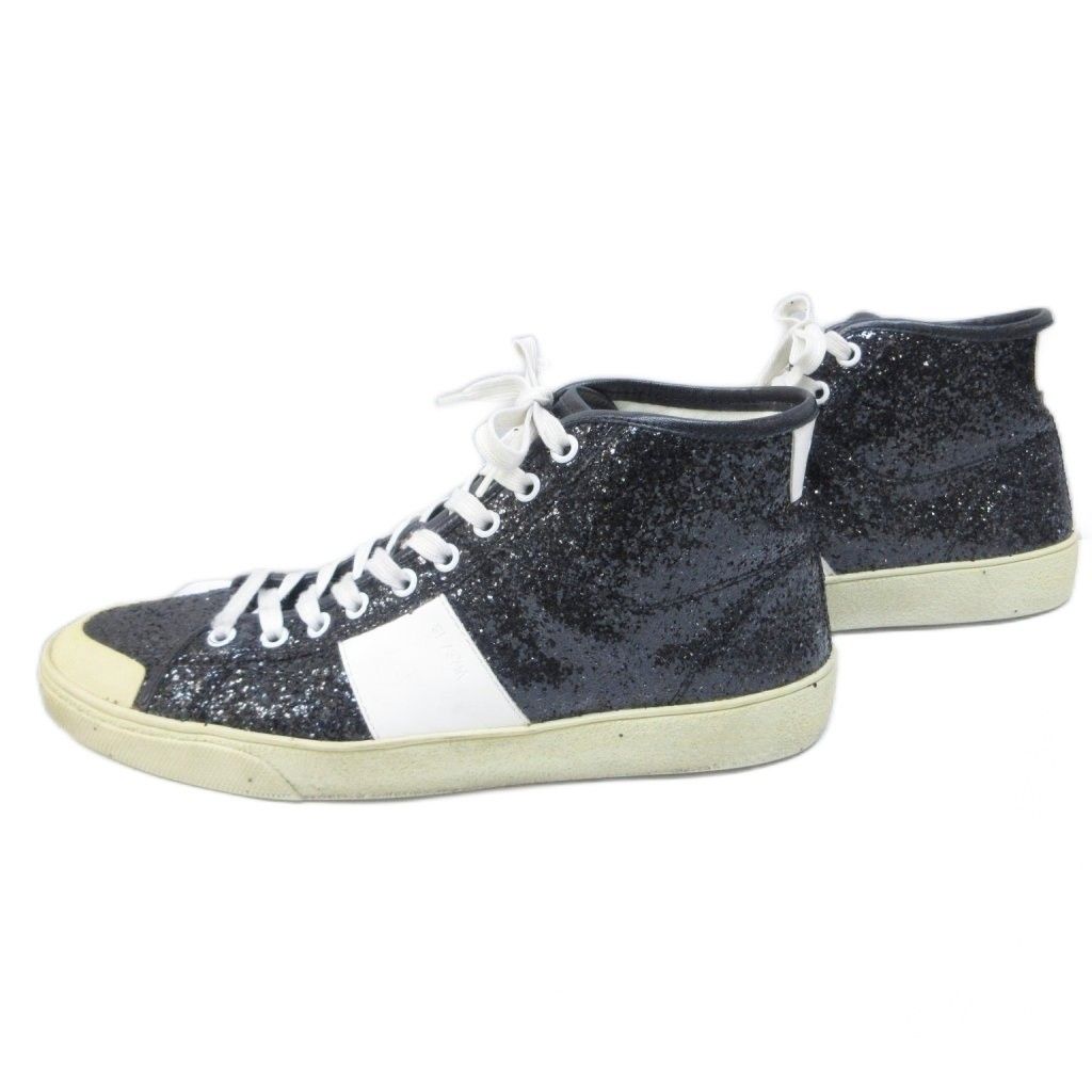 Saint Laurent Paris Eddie Era SL Glitter High Cut Sneakers Lame Contrast — view 2
