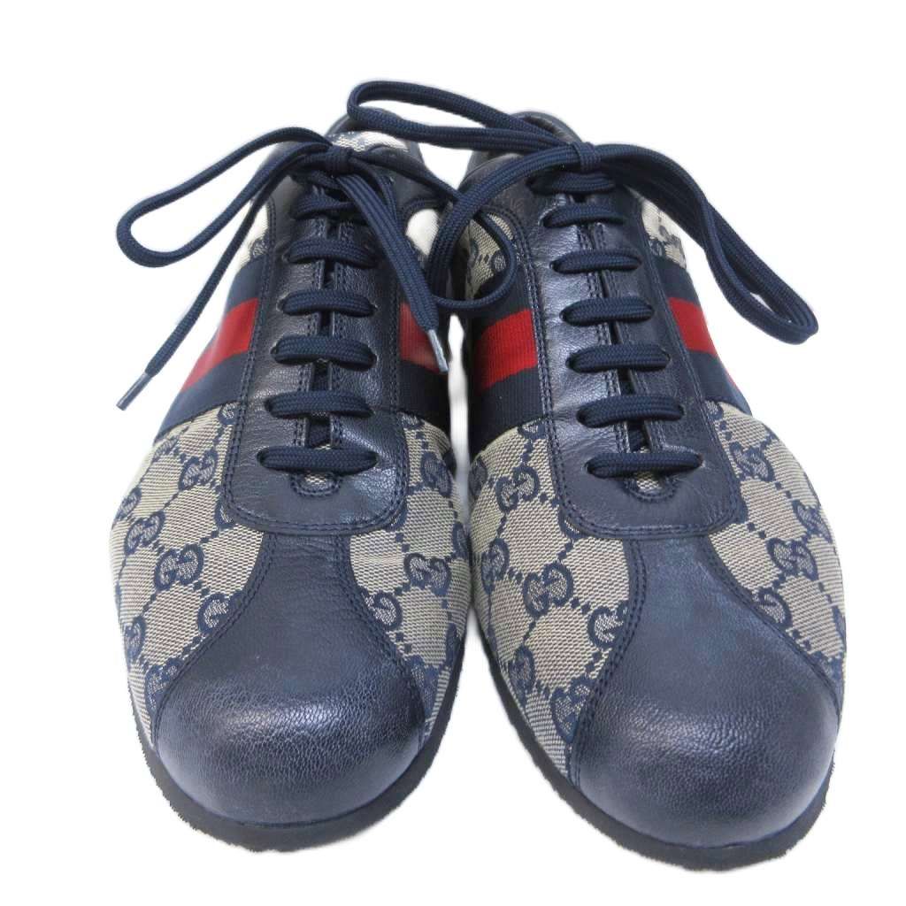 Gucci Sherry Line GG Canvas Sneakers Contrast Leather 42 Beige Navy — view 4