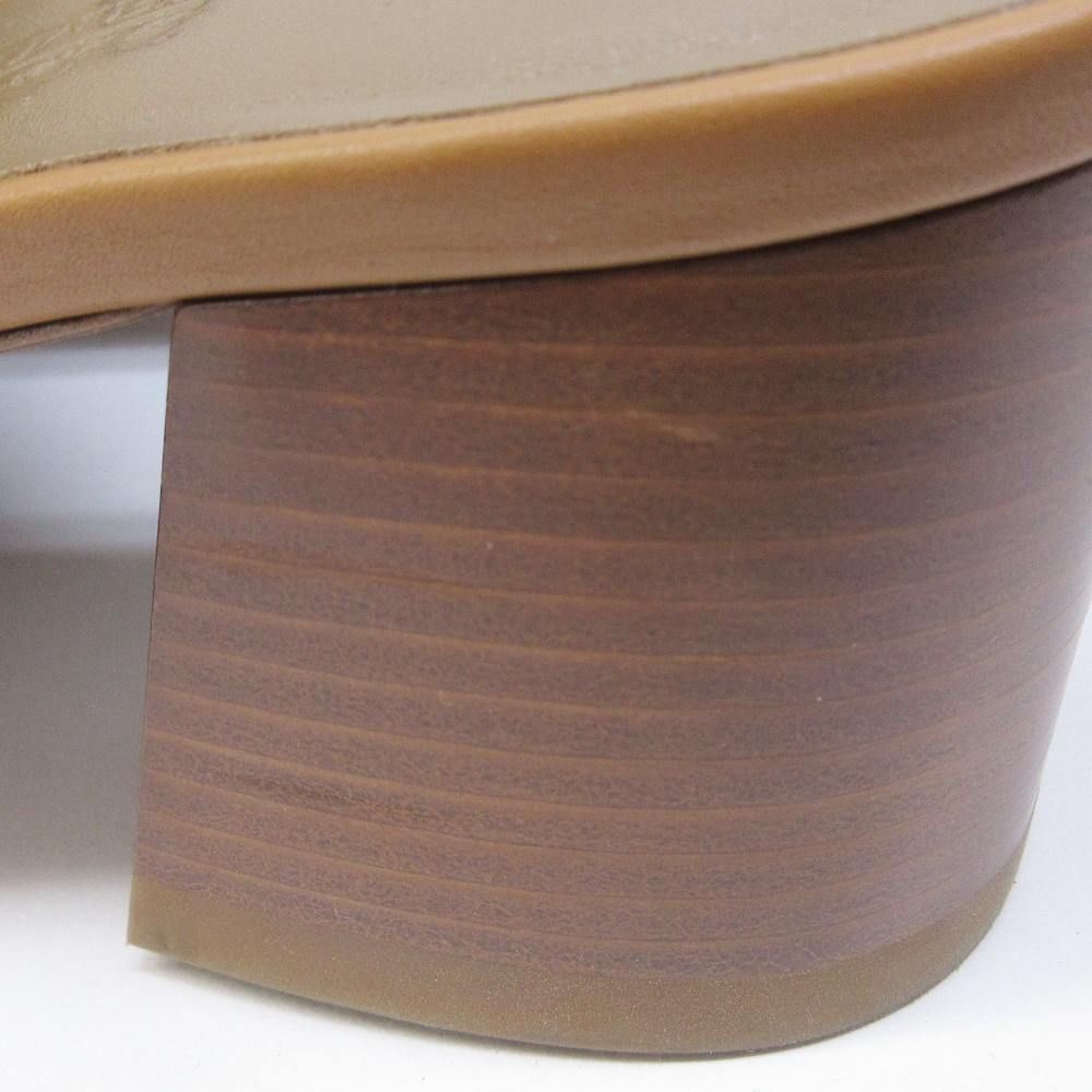 Hermes Camilla Sandals Gold Chunky Heels Leather Mules 36 Brown — view 8