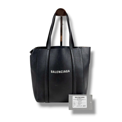 Balenciaga Everyday Tote XS Black Leather Logo Print