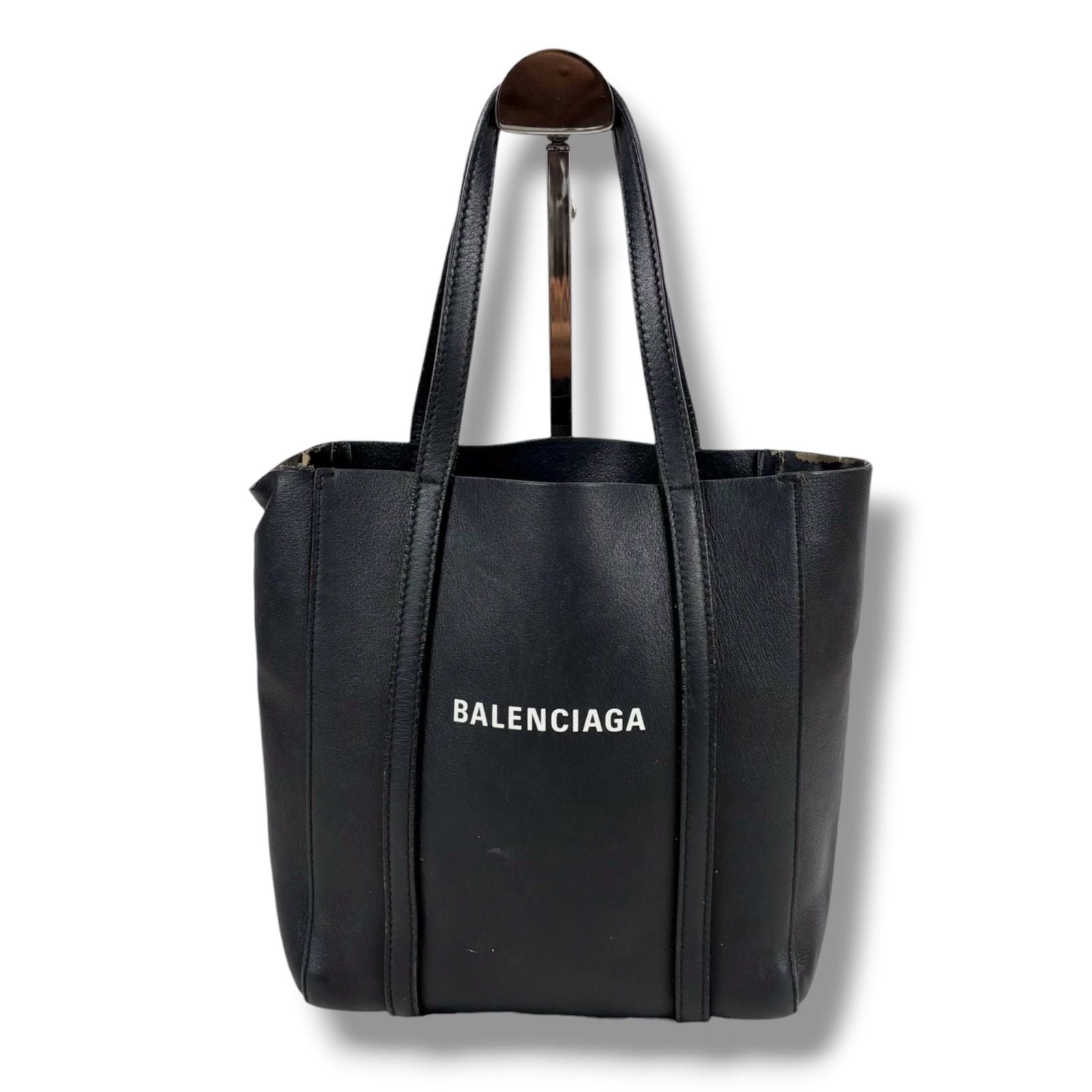 Balenciaga Everyday Tote XS Black Leather Logo Print — view 2