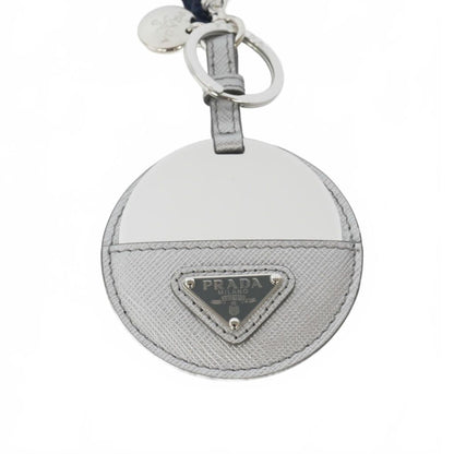 Prada Triangle Logo Mirror Charm Key Holder Silver — view 2