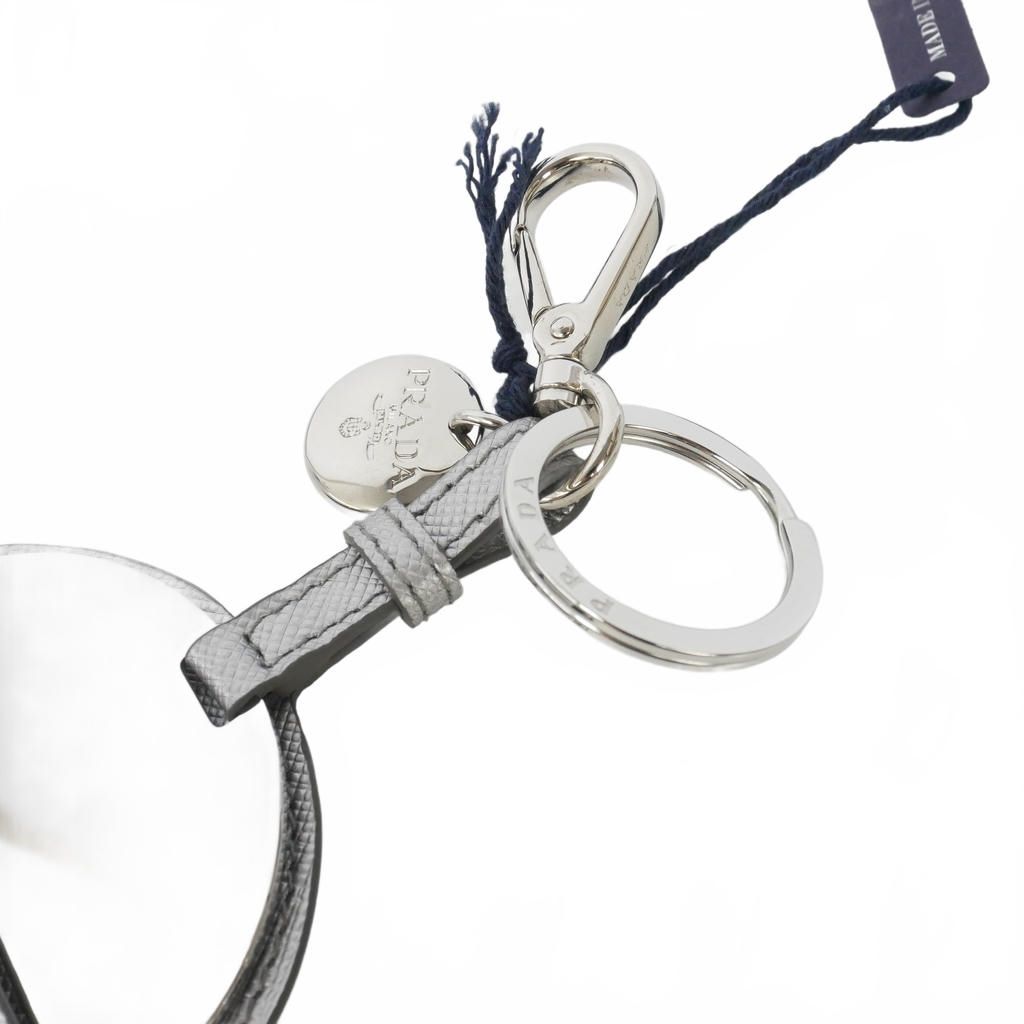 Prada Triangle Logo Mirror Charm Key Holder Silver — view 4