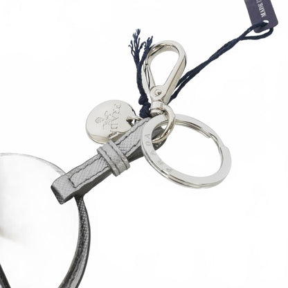 Prada Triangle Logo Mirror Charm Key Holder Silver — view 4
