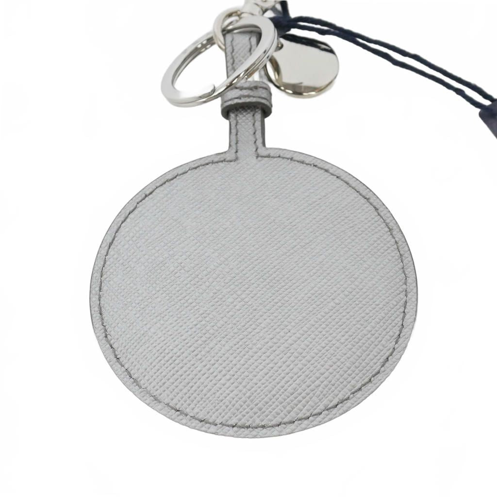 Prada Triangle Logo Mirror Charm Key Holder Silver — view 3