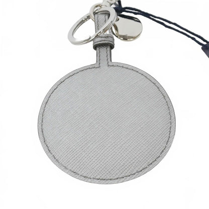 Prada Triangle Logo Mirror Charm Key Holder Silver — view 3