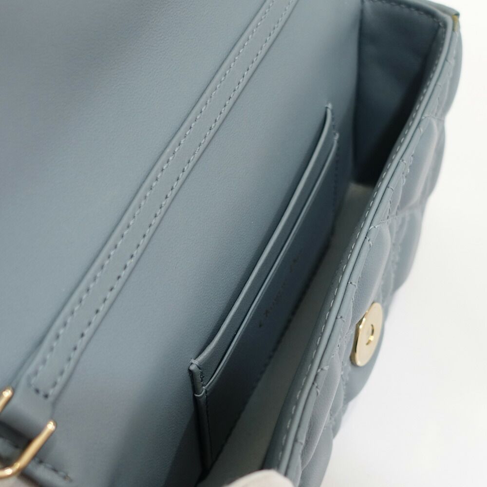 Dior My Cannage Shoulder Bag Leather Light Blue Gold — view 5