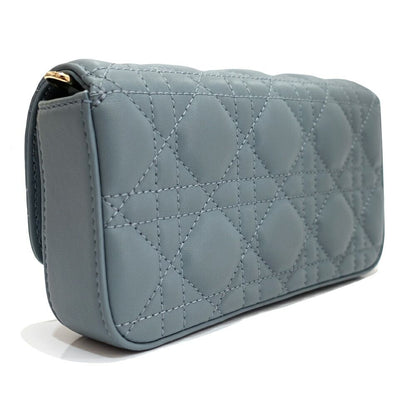 Dior My Cannage Shoulder Bag Leather Light Blue Gold — view 2